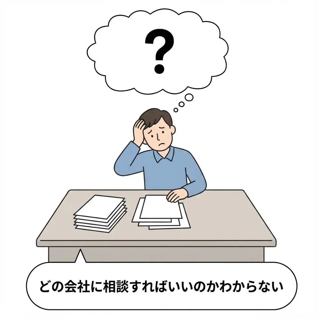 どの会社に相談すればいいのかわからない