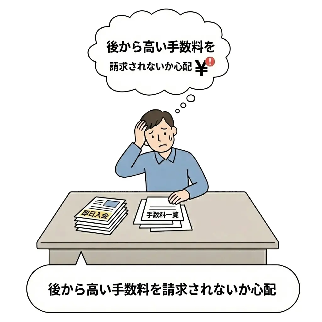 後から高い手数料を請求されないか心配